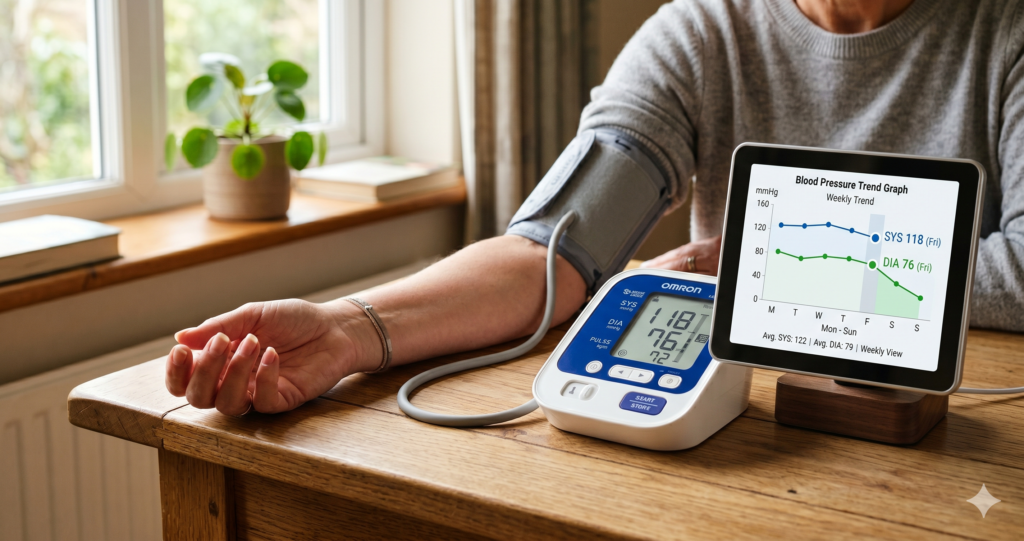 blood pressure tracking at home with a digital monitor